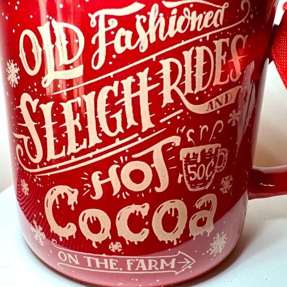 Christmas Sleigh Rides Hot Cocoa Red Camper Mug & Gold Metal Gingerbread Spoon - Picture 5 of 9